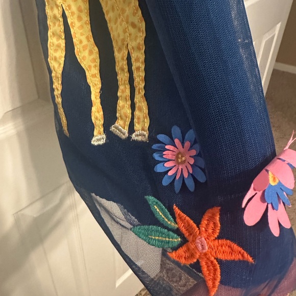 Mini Boden Blue Striped Appliqué Dress with Tulle Skirt - Picture 5 of 7